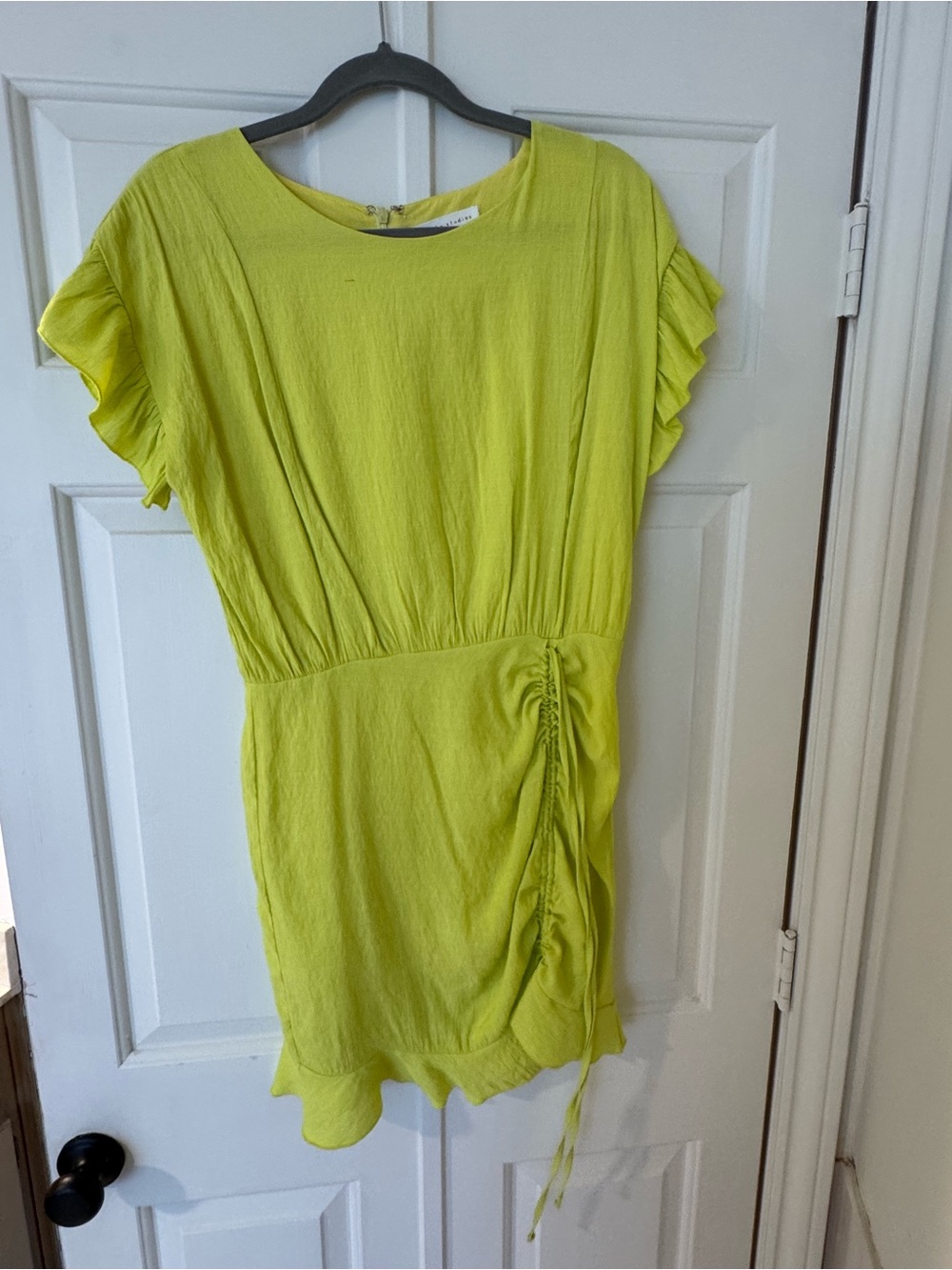 Women's Lime Green Short Sleeve Ruched Dress Top